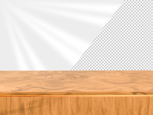 PSD renderización 3d mesa de madera vacía utilizada para mostrar o montar sus productos para publicidad