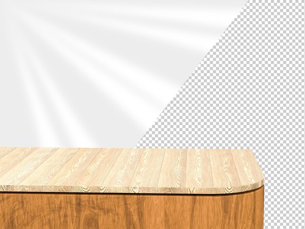 PSD renderización 3d mesa de madera vacía utilizada para mostrar o montar sus productos para publicidad