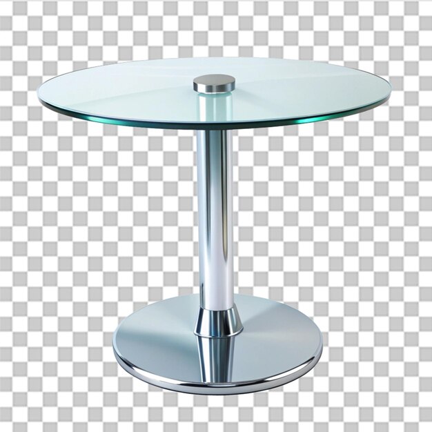Renderización 3D de una mesa de vidrio aislada sobre un fondo transparente