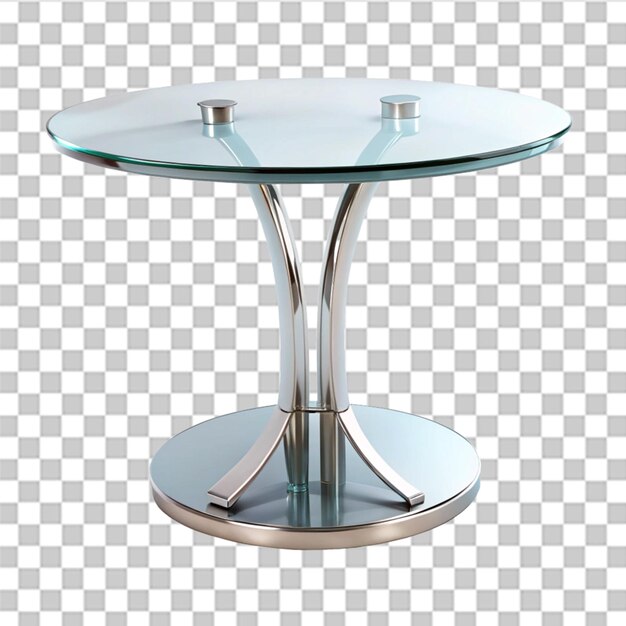 Renderización 3D de una mesa de vidrio aislada sobre un fondo transparente