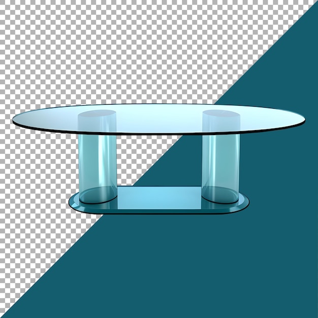 Renderización 3d de una mesa de vidrio en un fondo transparente generada por ai