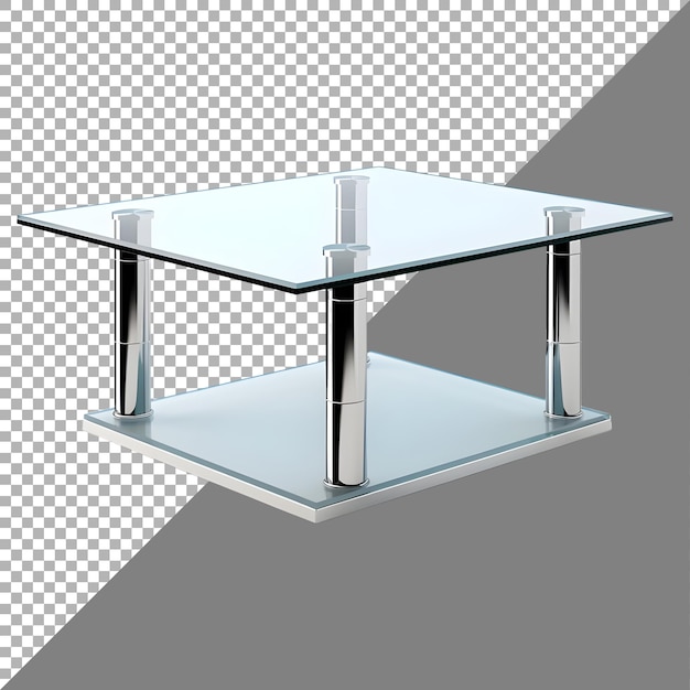 PSD renderización 3d de una mesa de vidrio en un fondo transparente generada por ai