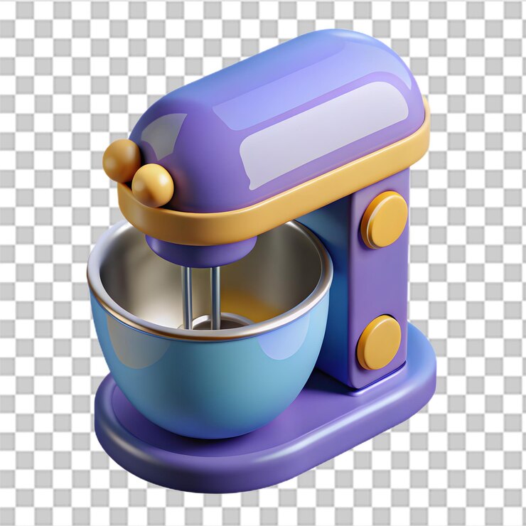 PSD renderización 3d de un mezclador de cocina en un estilo de dibujos animados