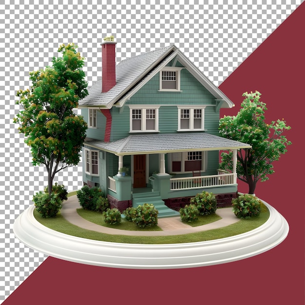 PSD renderización 3d de un modelo de casa moderna en un fondo transparente generado por ai