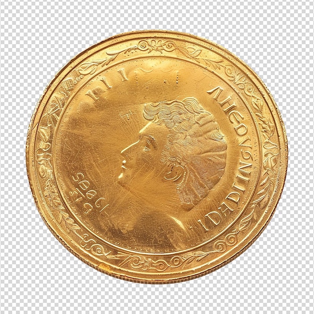 Renderización 3d de una moneda de oro aislada en un fondo transparente png