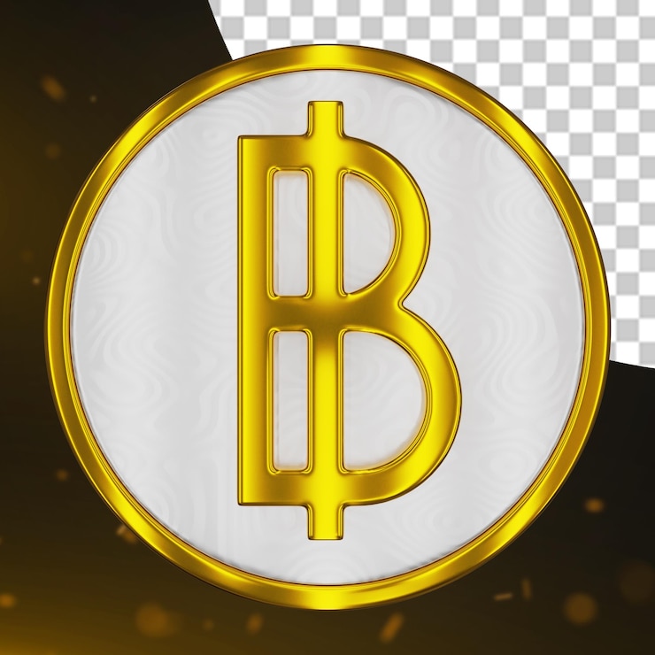 PSD renderización en 3d de la moneda de oro baht