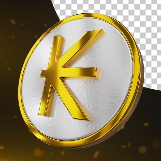 PSD renderización en 3d de la moneda de oro kip