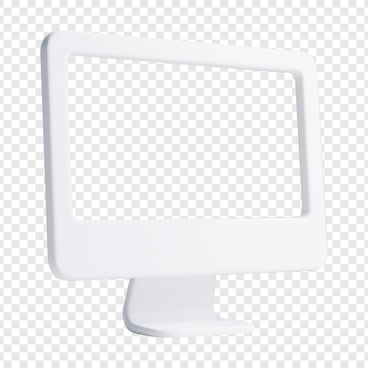 PSD renderización 3d de un monitor de computadora blanco y limpio en un fondo transparente