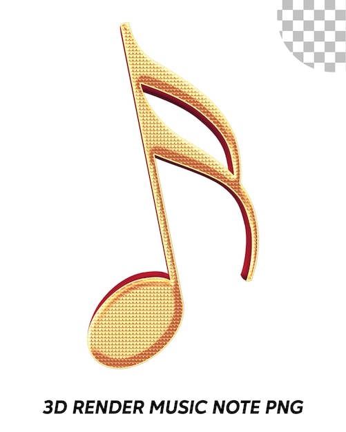 Renderización 3D de la nota de música dorada