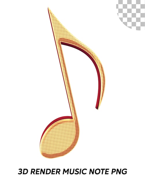 Renderización 3D de la nota de música dorada