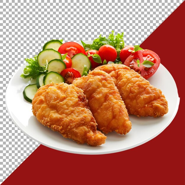 PSD renderización 3d de nuggets de pollo frito en un plato sobre un fondo transparente generado por ai