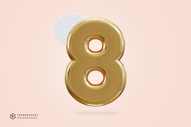 Renderización en 3D del número de oro 8