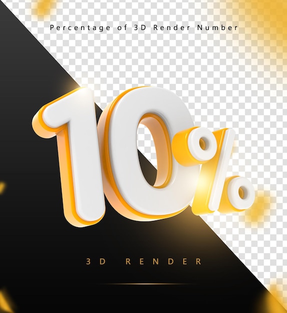 Renderización 3D de un número porcentual de 10