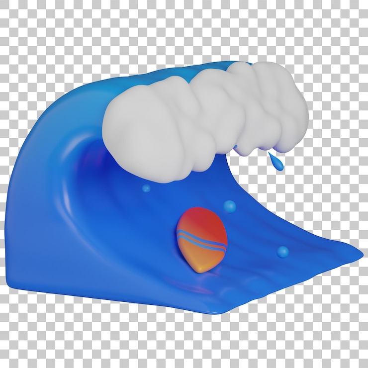 PSD renderización 3d de la ola con el icono del surfista