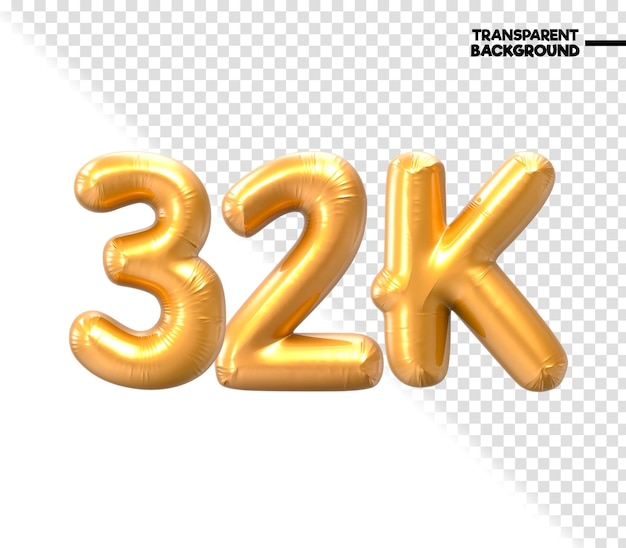 Renderización en 3D de oro numérico de 32K