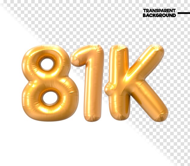 Renderización en 3D de oro numérico de 81K