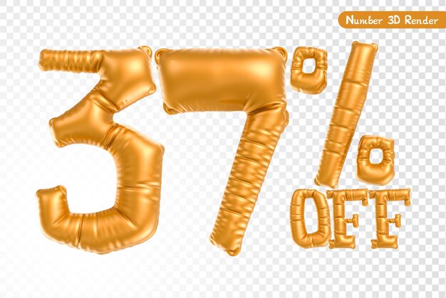 Renderización 3D en oro de números
