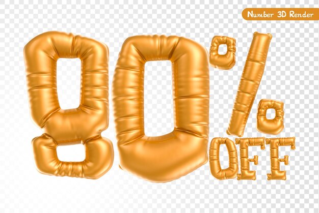 Renderización 3D en oro de números