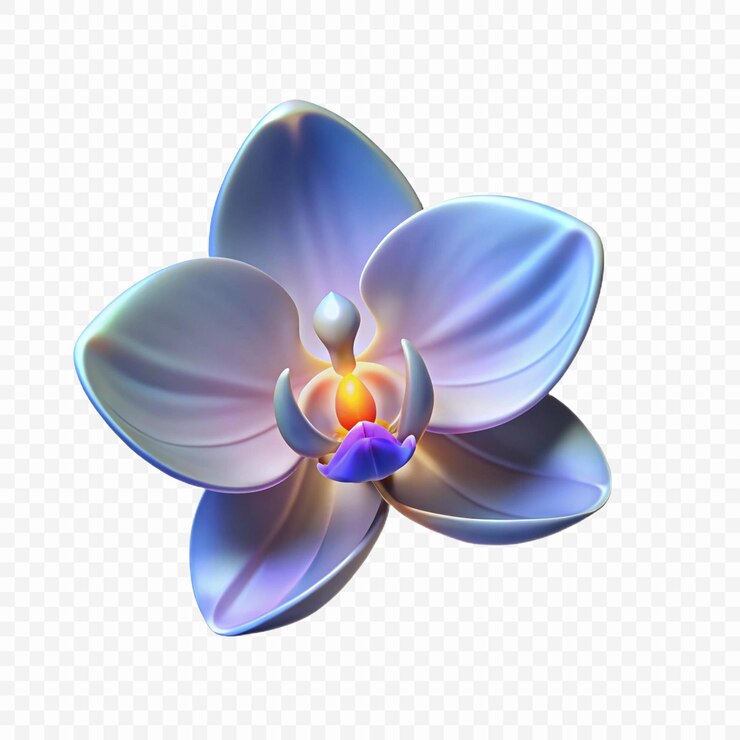 PSD renderización 3d de una orquídea translúcida con efectos de luz