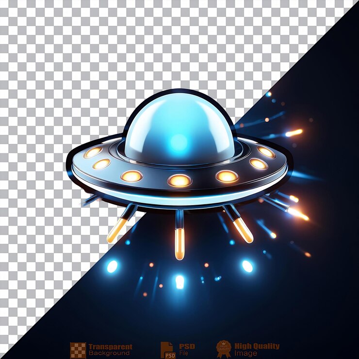 PSD renderización 3d de un ovni aislado