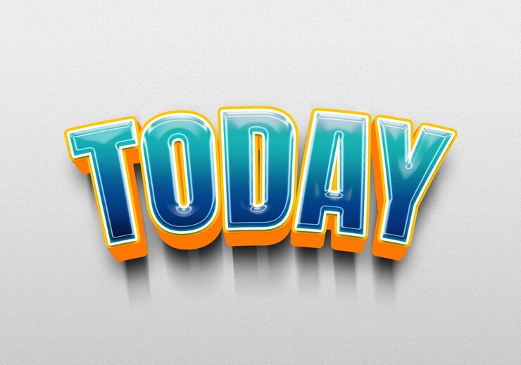 PSD renderización 3d de la palabra hoy en texto azul y naranja