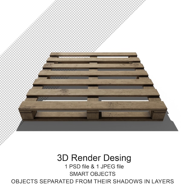 PSD renderización 3d de paletas de madera aisladas en un fondo transparente