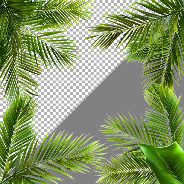 Renderización 3d de una palmera con hojas en un fondo transparente generado por ai