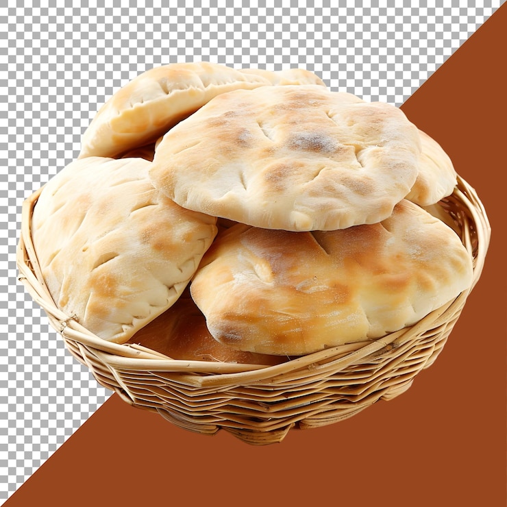 PSD renderización 3d de un pan en una canasta en un fondo transparente generado por ai