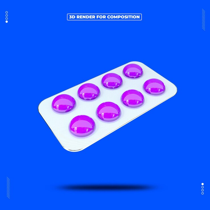 PSD renderización en 3d de las pastillas de medicamentos en las redes sociales