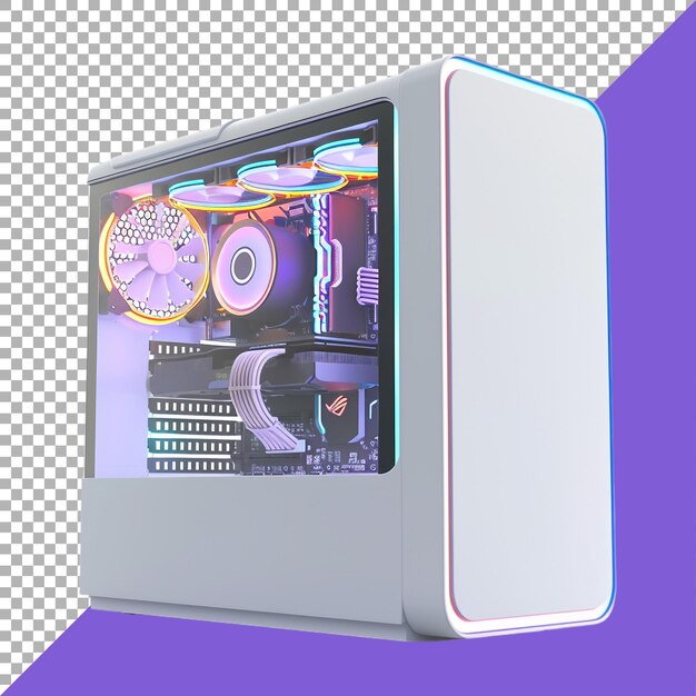 Renderización 3D de una PC de juegos en un fondo transparente generado por Ai