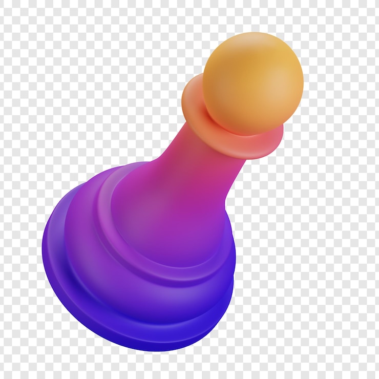 PSD renderización 3d de un peón de ajedrez con color gradiente
