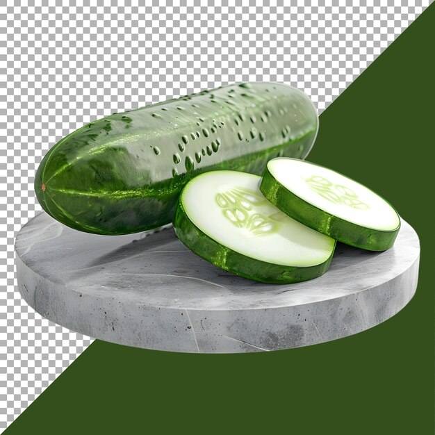 PSD renderización 3d de un pepino verde en un fondo transparente generado por ai