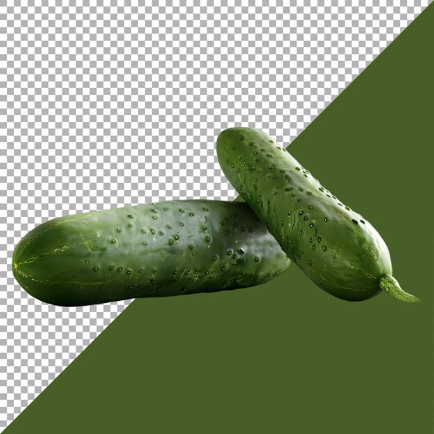 PSD renderización 3d de un pepino verde en un fondo transparente generado por ai