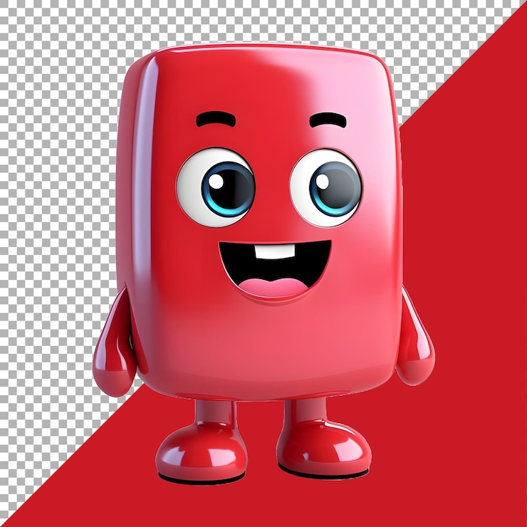PSD renderización en 3d de un personaje de dibujos animados divertido en un fondo transparente generado por ai