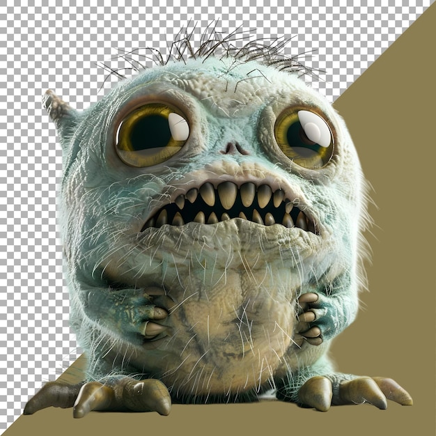 PSD renderización 3d de un personaje de dibujos animados de terror en un fondo transparente generado por ai