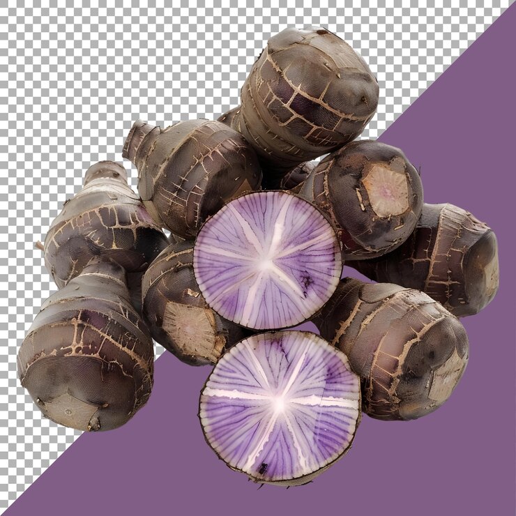 PSD renderización 3d de una pila de taro en un fondo transparente generado por ai