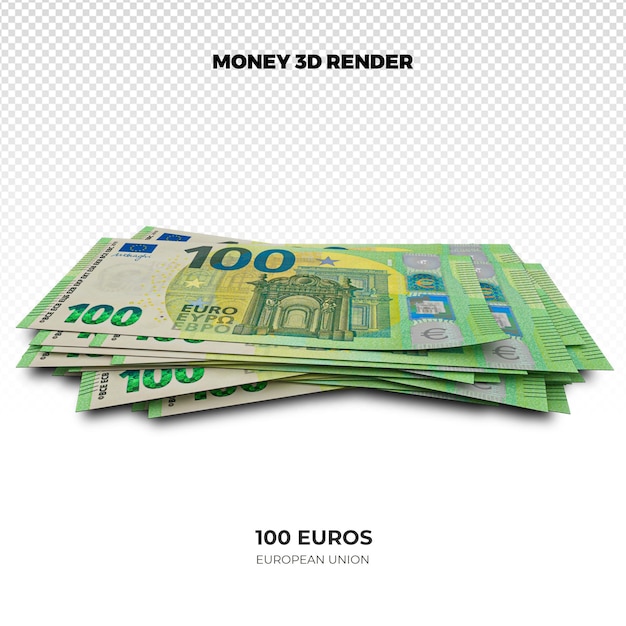 Renderización en 3d de las pilas de billetes de 10 euros de la unión europea