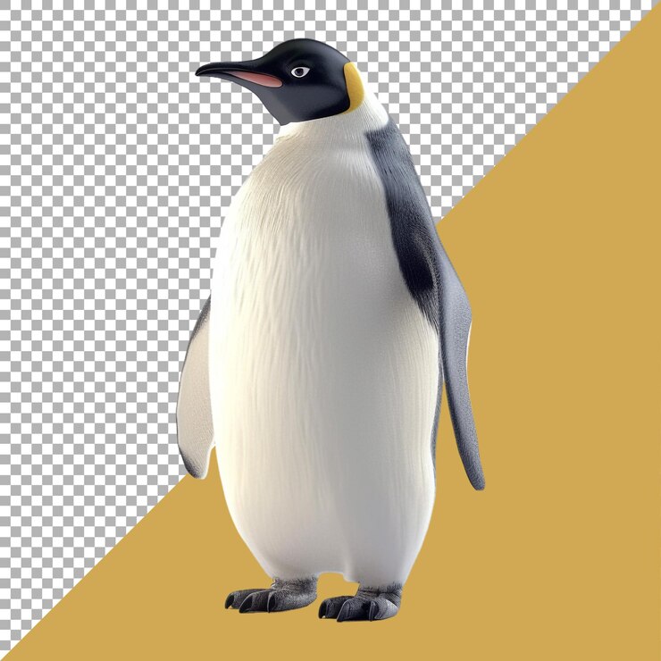 PSD renderización 3d de un pingüino en un fondo transparente generado por ai