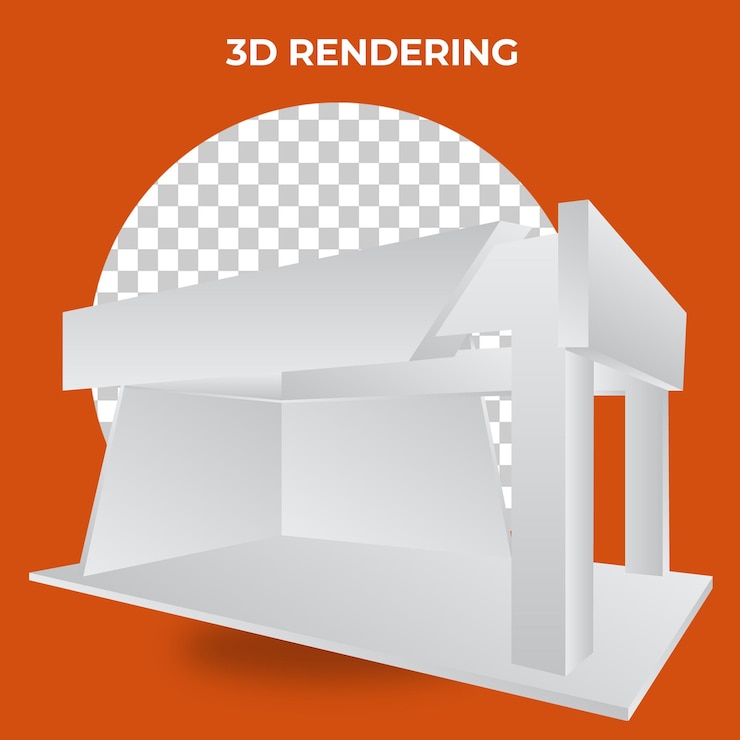 PSD renderización en 3d de la plantilla de maqueta de cabina en blanco