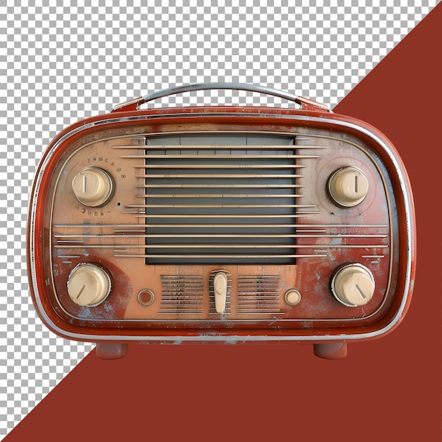 PSD renderización 3d de una radio antigua en un fondo transparente generada por ai