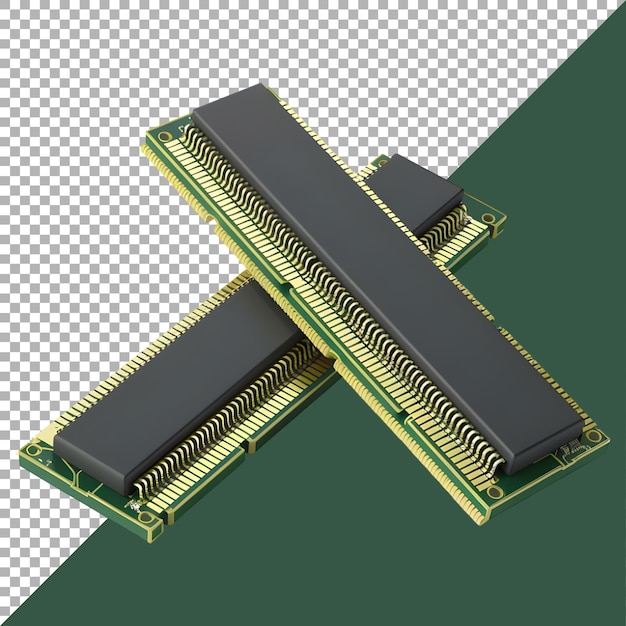 PSD renderización 3d de una ram de computadora en un fondo transparente generado por ai