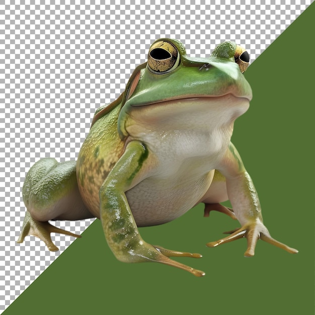 PSD renderización 3d de una rana en un fondo transparente generada por ai