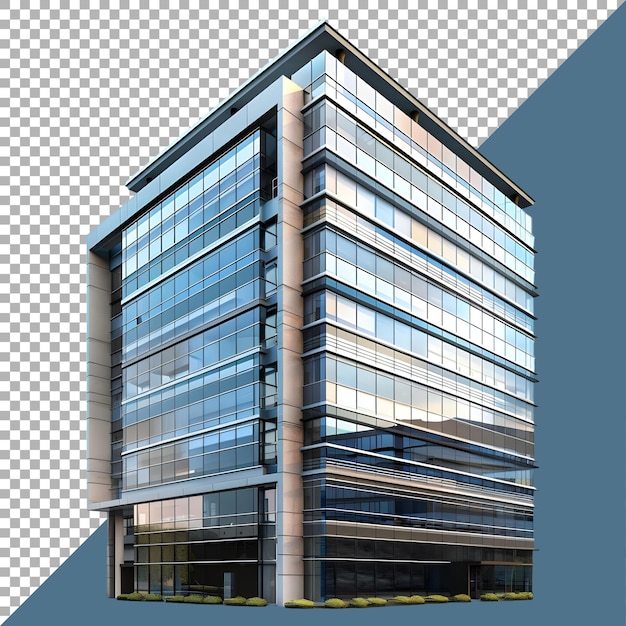 PSD renderización 3d de un rascacielos de edificio de vidrio en un fondo transparente generado por ai