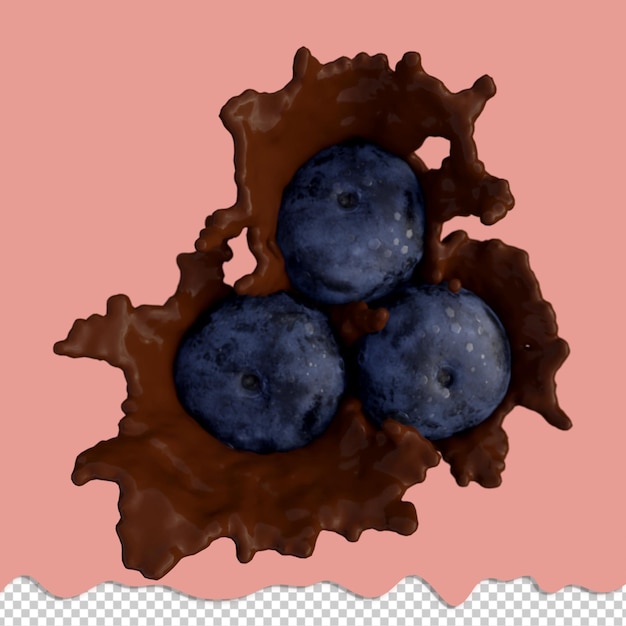 PSD renderización 3d realista de blueberry mejor para fines comerciales y de diseño