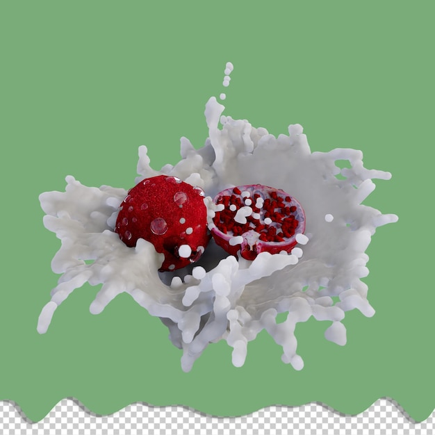 Renderización 3D realista de la fruta de la granada mejor para fines comerciales y de diseño