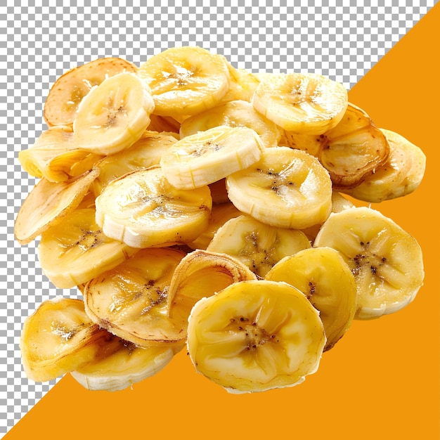 Renderización 3d de las rebanadas de plátano en un fondo transparente generado por ai