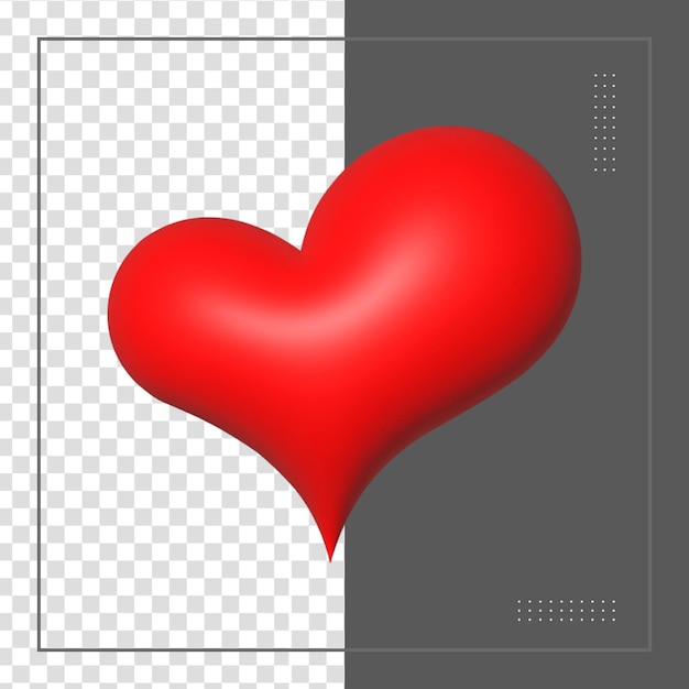 Renderización 3D de las redes sociales Icono del corazón concepto de aplicaciones de comunicación social en línea
