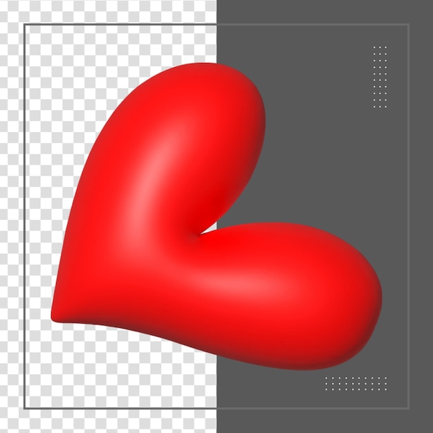 Renderización 3D de las redes sociales Icono del corazón concepto de aplicaciones de comunicación social en línea