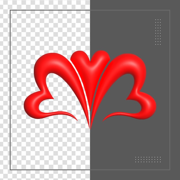 Renderización 3D de las redes sociales Icono del corazón concepto de aplicaciones de comunicación social en línea