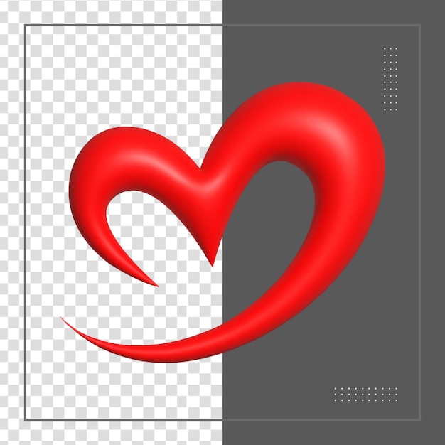 Renderización 3D de las redes sociales Icono del corazón concepto de aplicaciones de comunicación social en línea